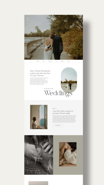 Wedding photography Showit website example using Emslie