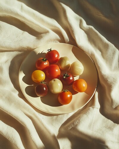 Colorful Tomatoes on Plate