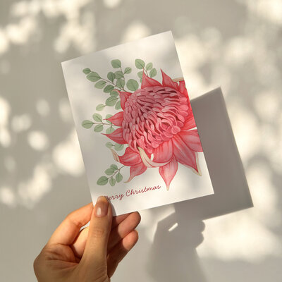 Waratah Christmas card mockup