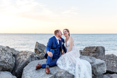 bride and groom in sunflowers at Dyments Glen Drummond Farm