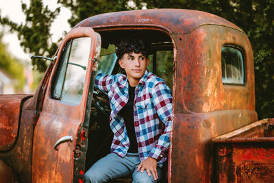 senior boy on road