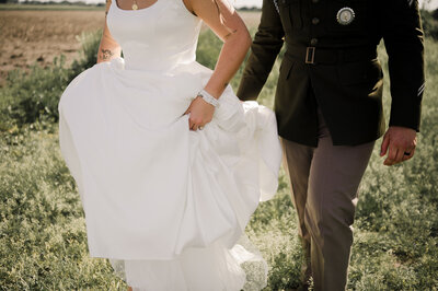 Bride and Groom running