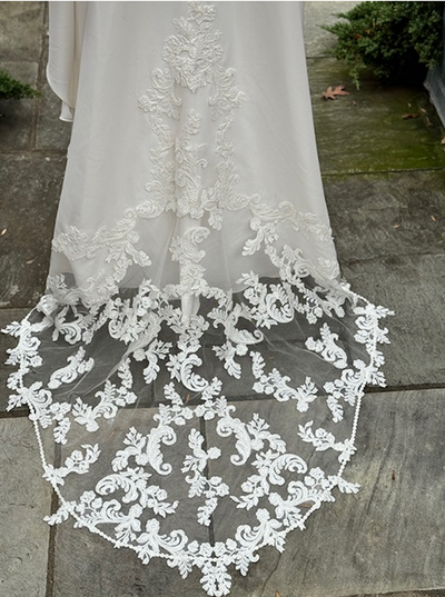 Intricate wedding dress train