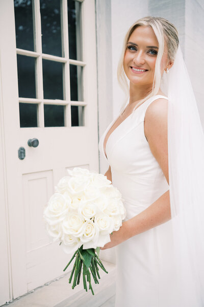 Bride and groom embrace at the Crossed Keys Estate captured by NJ Wedding Photographers | Michelle Behre Photography