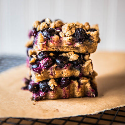 Blueberry bars by Food Photographer Nancy Ingersoll as featured on the feed feed