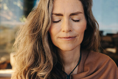Female experiencing relief after trauma therapy