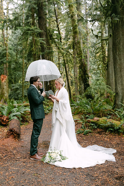 bride and groom portrait after their elopement ceremony in La  Push, Washington.