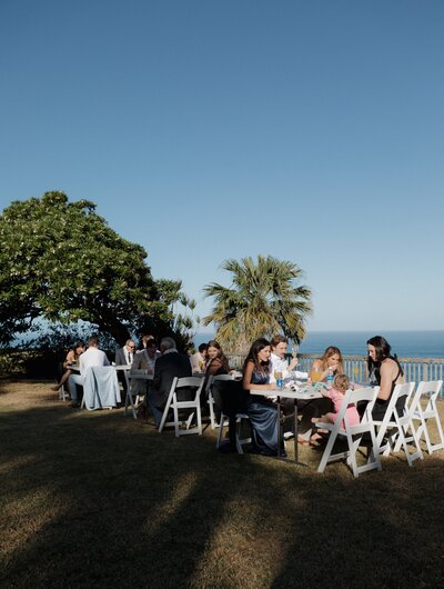 bride and groom having reception on Kauai in hanalei
