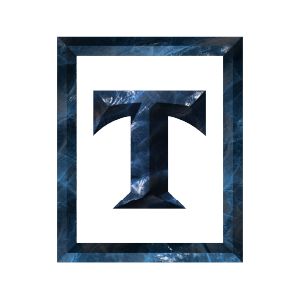 Tailored Builds icon with letter "T" and surrounding frame. Designed in multicolored stone