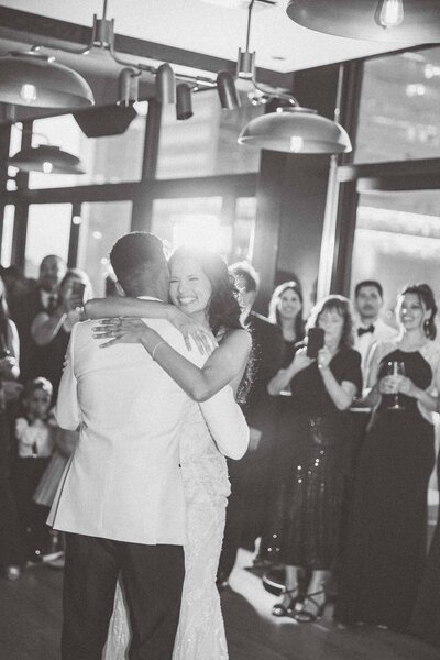 happy laughing bride at Skylark Venue in New York