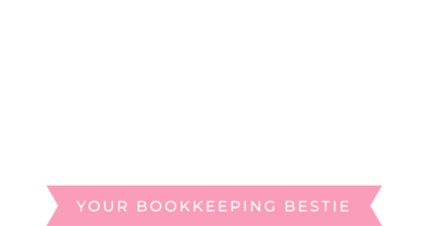 Text based logo with the words "Bookkeeping with Erika - your bookkeeping bestie"