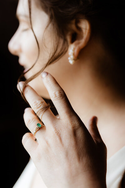 detail shot of bride during her destination wedding