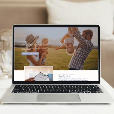 Laptop showing custom website design for lifestyle brand Jenna, highlighting full-service web design experience