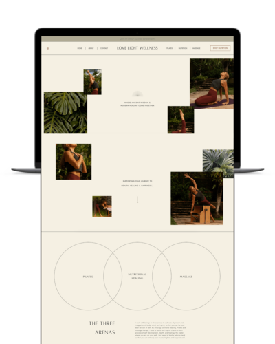 Custom website homepage design for an earthy, minimal wellness brand created by Studio Chan Hsu, Hawaii brand and web designer