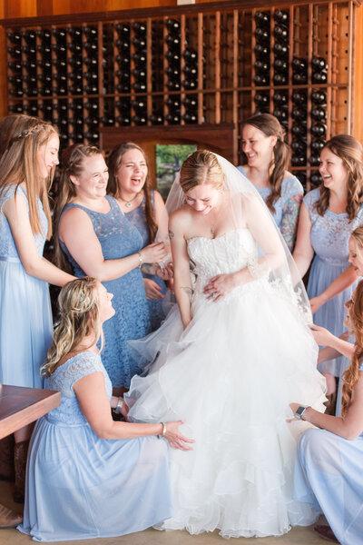 wedding portrait of a bride on the stairs