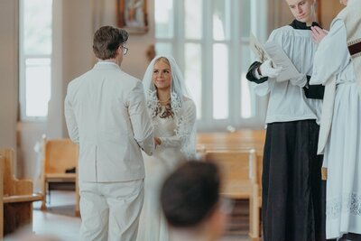 a Catholic wedding ceremony in a church