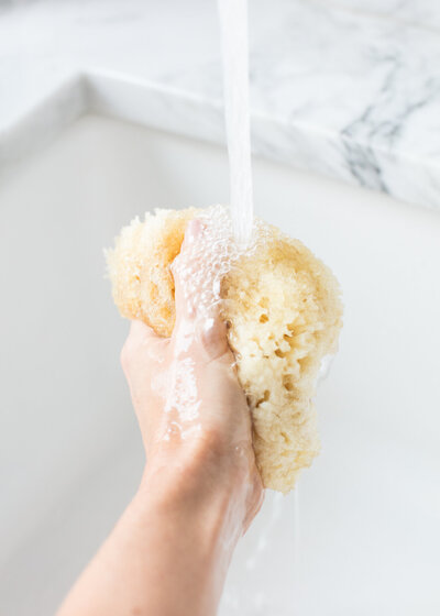 Soapy sponge under water