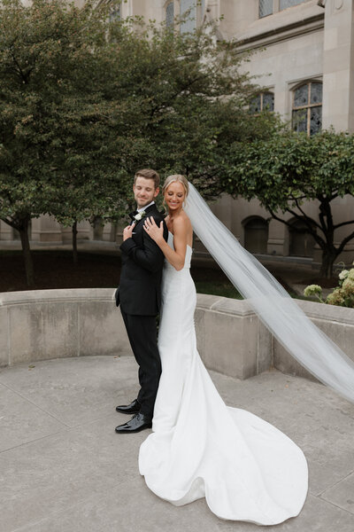 Couple posing at their Indianapolis wedding 