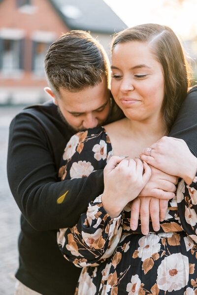 Bride and groom walk up memorial steps at their DC wedding