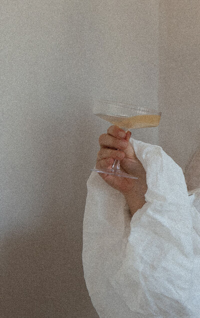 champagne flute and hand for a summer memories stock collection
