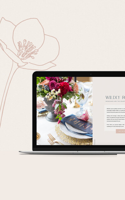 Custom Illustration and website mockup on laptop for Feather and Ferns