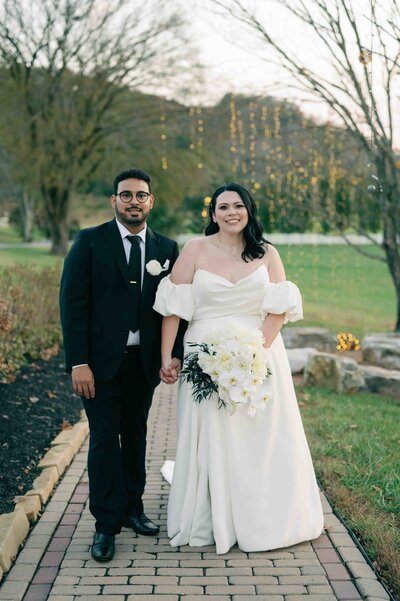Bride and groom posing