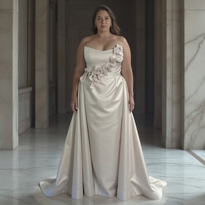Flora wedding dress with detachble skirt in sparkling mikado - Edith Élan