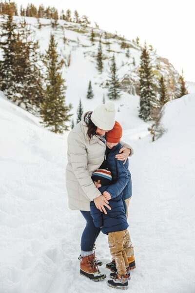 Photo of family walking in the snow
