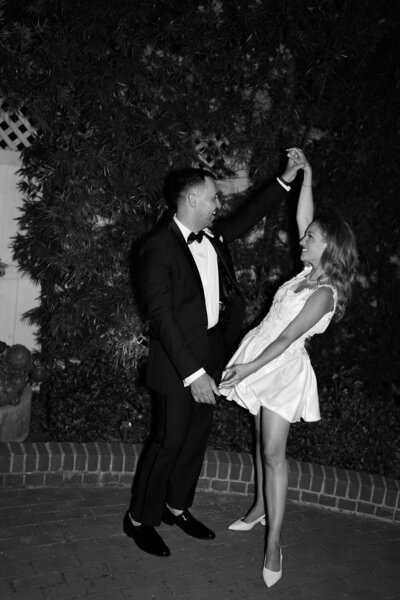Newlyweds dancing at wedding venue Darlington House in San Diego