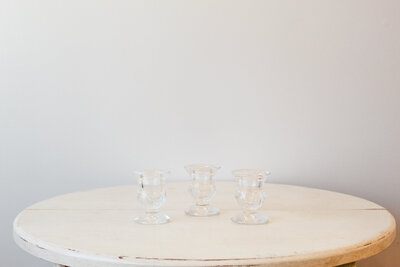 TE Inventory-Short Clear Glass Traditional Taper Candle Bases 099