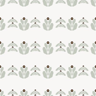 Scandi_Folk_Floral_Border_Horizontal_Stripe_Blue_Yellow_Brown_Repeat