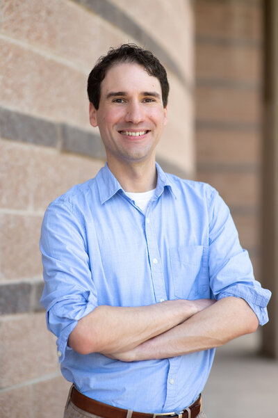 Man in a blue shirt