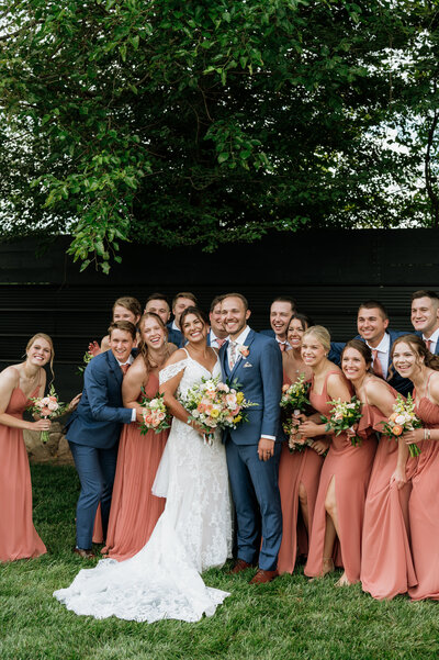 Wedding party group photo South Bend
