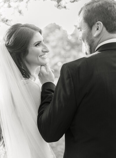 Bride and groom walk up memorial steps at their DC wedding