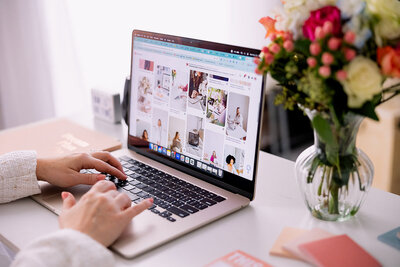Stephanie Seija Content Marketing -  laptop with Pinterest on screen
