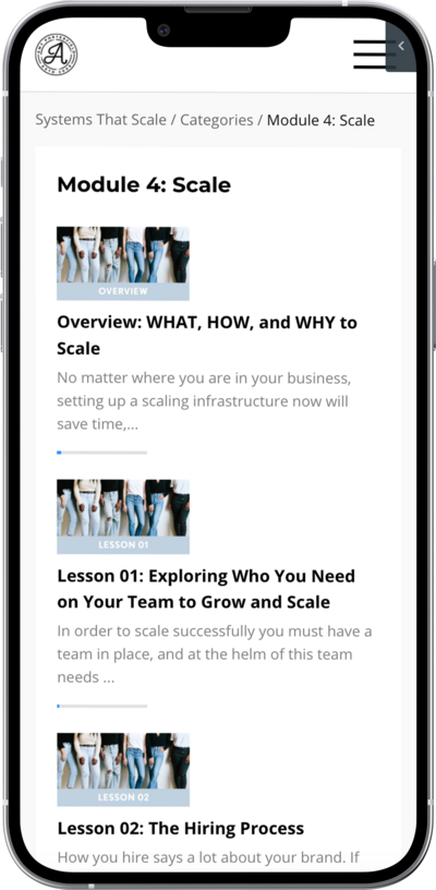 inside look of online course Systems That Scale by Amy Porterfield