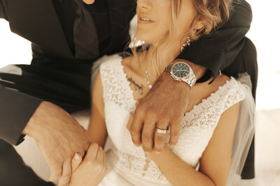 Close up shot of a couple's eyes during their engagement session