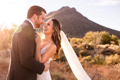 Bride and Groom celebrate their wedding in Tucson, Arizona.