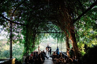Micro wedding ceremony at Wisteria Arbor