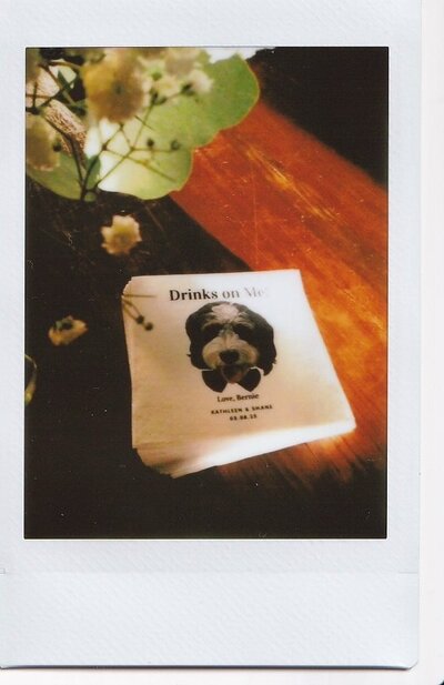 Custom napkin at a New York City winter wedding