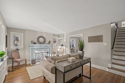 Staged living room in vacant home designed for buyer engagement and faster sales