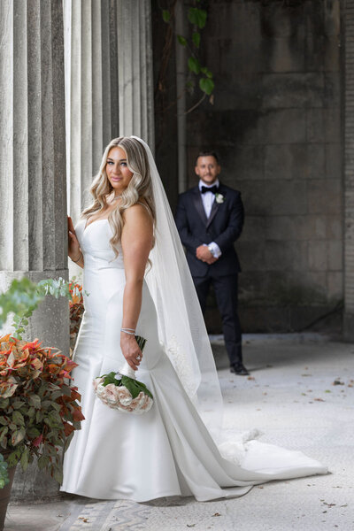 Groom kissing the bride