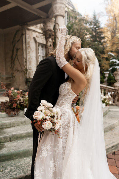 Bride and groom embracing each other taken by montana wedding photographer