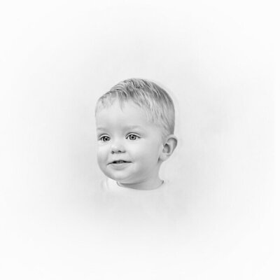 Black and white child portrait by a child photographer in Michigan


