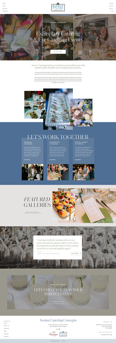 Avenue Catering Showit Website by Salt and Spruce Creative-Home