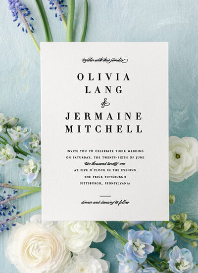 Modern Navy Typography Wedding Invitation