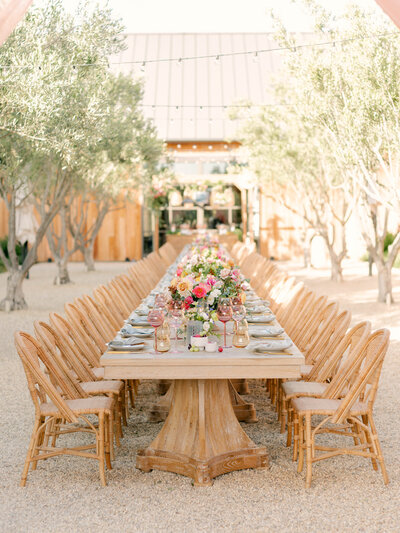 Beautiful wedding reception table at Brave Maiden Estates in Santa Ynez