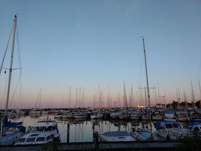 Pale sunset with sailboats