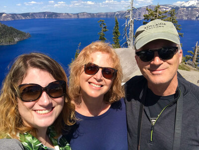 Katie with her family at Crater Lake