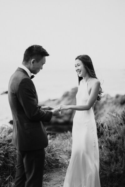 Bride and Groom eloping on the California coast in Big Sur